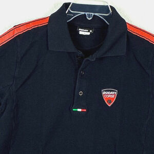 Ducati Polo Shirt Mens L Black Red Corse Preppy Moto Racing Motorcycle Italian